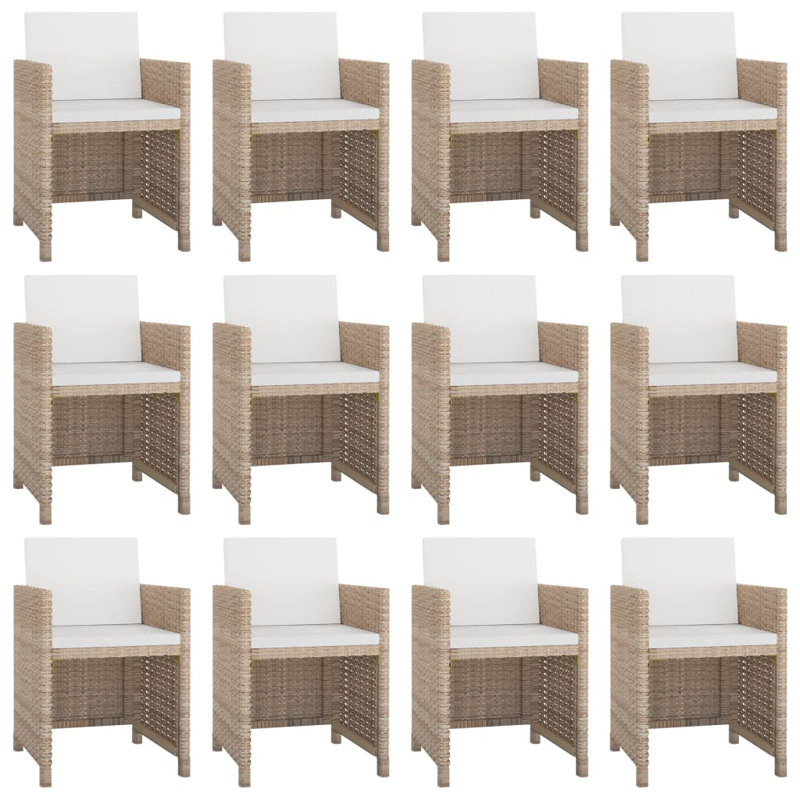 Ensemble repas pour 12 personnes avec coussins Roloff, Beige