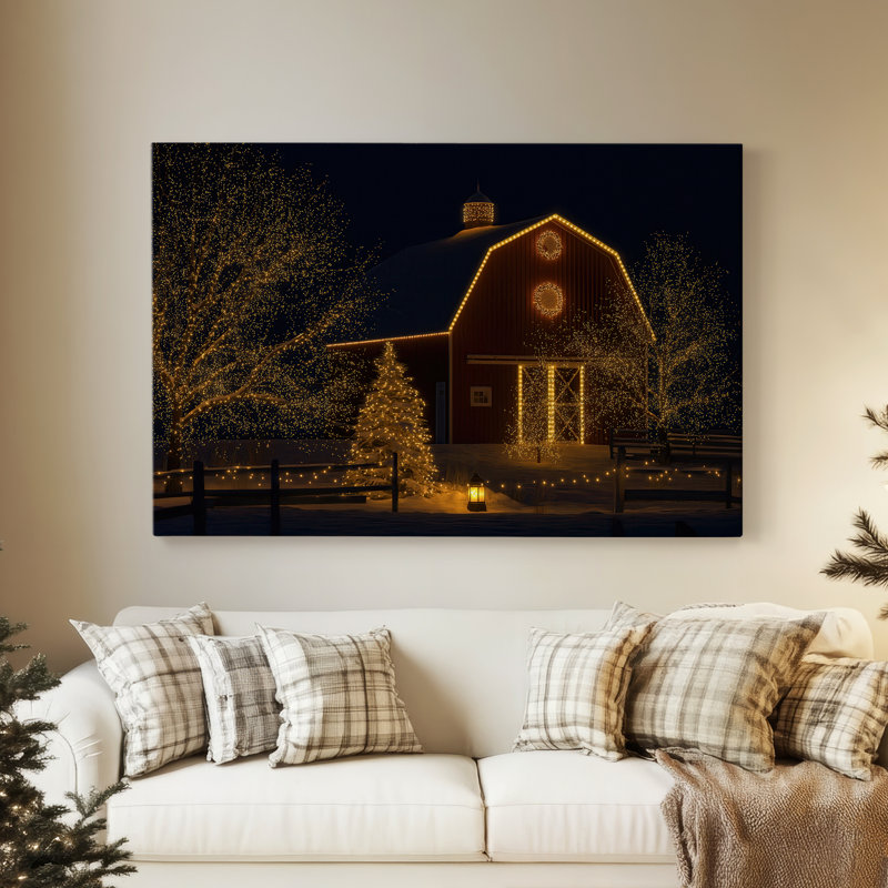 Night of Honeyed Village-Premium Gallery Wrapped Canvas, 12" H x 18" W