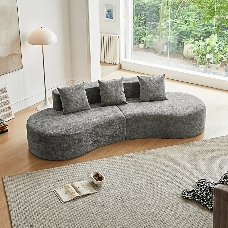 Canapé modulaire courbé, Gris