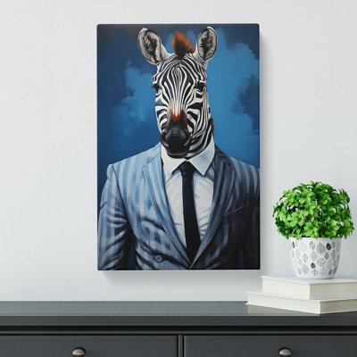 Zebra in a Suit Painting - Wrapped Canvas
