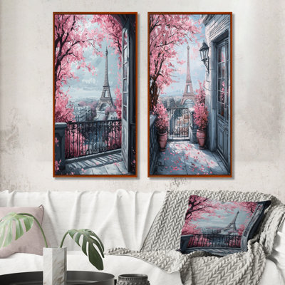 Ensemble de 2 pièces d'art mural Paris Eiffel Paris View I - City Paris