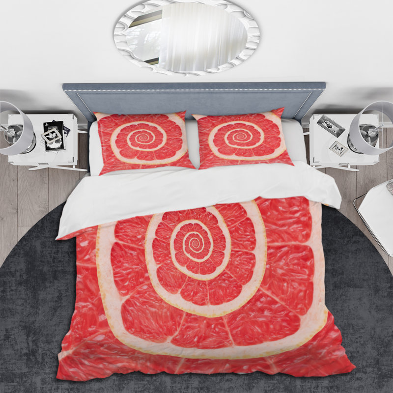 Grapefruit Infinity Spiral - Ensemble de housse de couette moderne - Microfibre de polyester