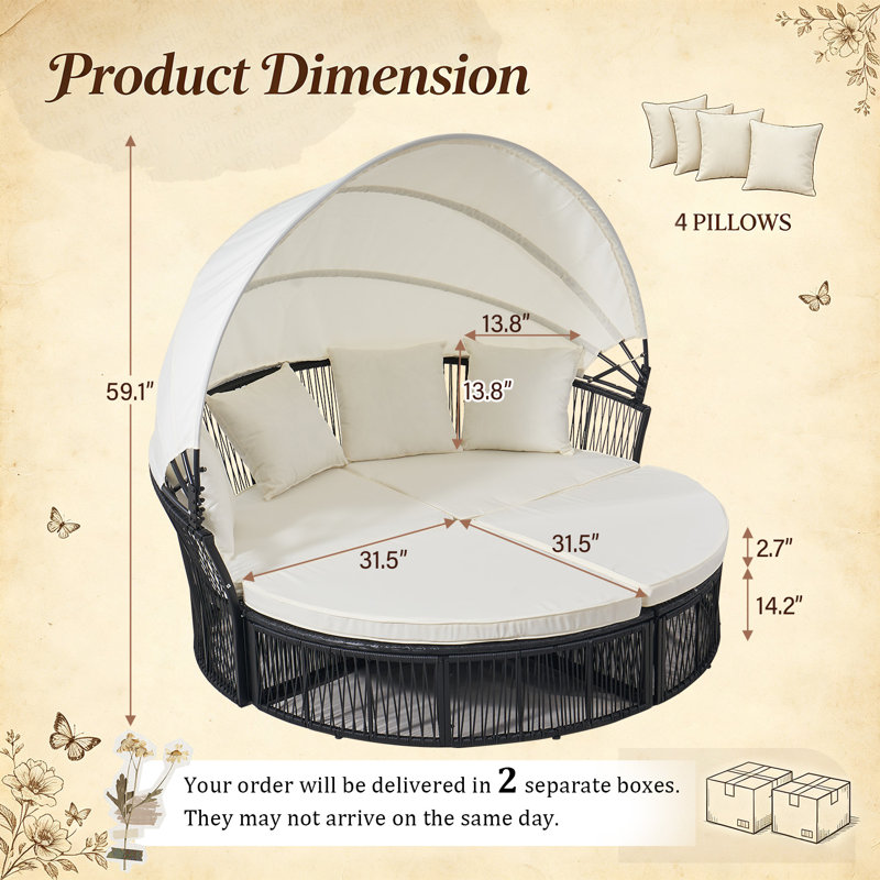 Lit de jour en osier PE, White