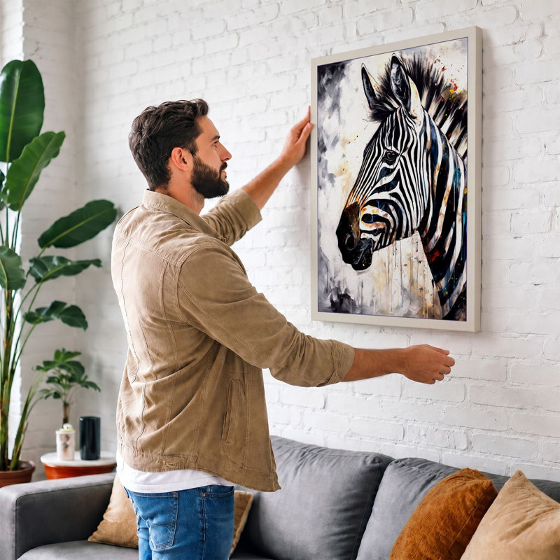 Zebra Profile Boho - Print, 24x16 - 61.0 x 40.6 cm, Black Border