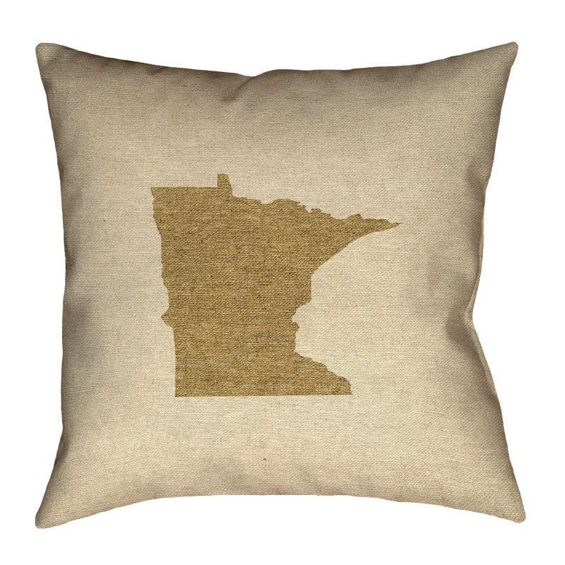 Coussin extérieur Katelyn Smith Minnesota Outline, 18 po x 18 po, Brun