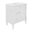Meuble-lavabo de salle de bain avec lavabo en céramique, 2 tiroirs et rangement à porte rabattable, tablette réglable-415670953