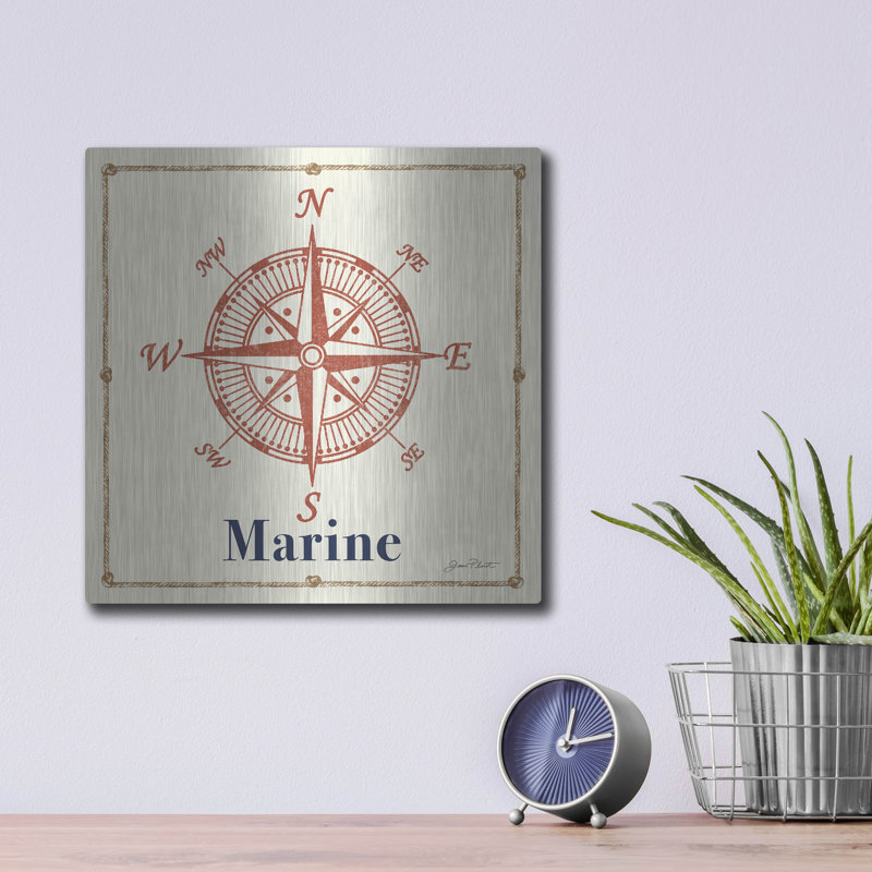 «Vintage Nautical Jp2754c» par Jean Plout, art mural en métal, H 12 po x l 12 po