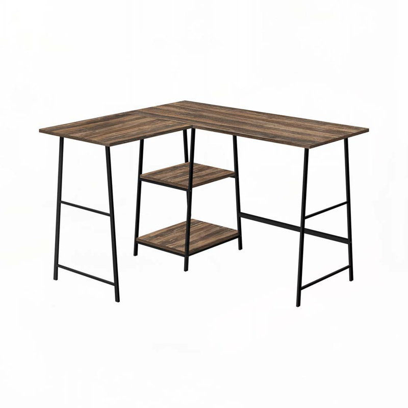Bureau d'ordinateur en L Home Office, Brun / Noir