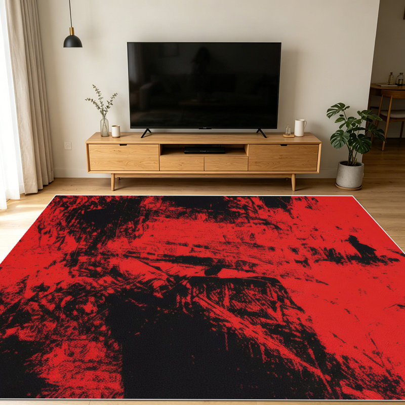 1PC Modern Abstract Wavy Color Block Farmhouse Style area rugs for Living Room, Soft and Comfortable, Suitable for all seasons, easy-to-maintain, machine washable Indoor floor mat, Under Table Farmhouse suitable for dining room, bedroom, home