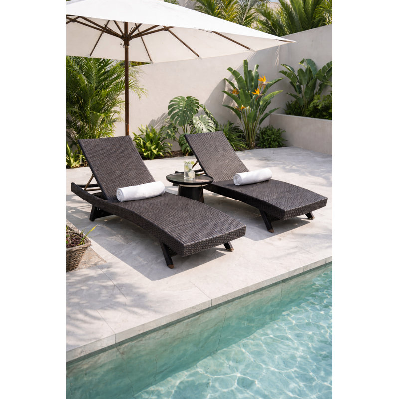 Ensemble de chaise longue d'extérieur en osier Selena, Espresso