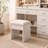 43" W Makeup Vanity Set with Lighted Mirror and Stool, White