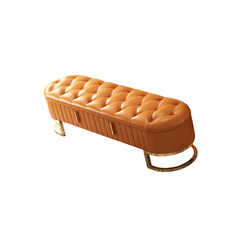 Banc de rangement rembourré en similicuir Luxury Home Bed, Orange
