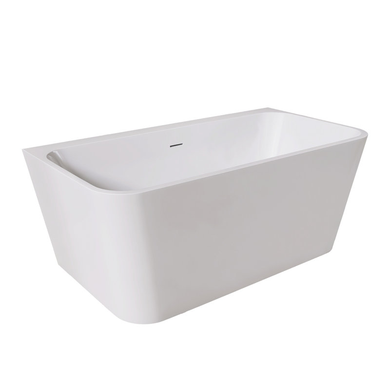 55" Rectangular Gloss White Acrylic Soaker Tub, With Materials, Fiberglass Reinforced Bottom, Non-Slip Feature, Design, Drains Not Provided Bathtub, Soaker, Resin And , Reinforcement, For Secure Use,