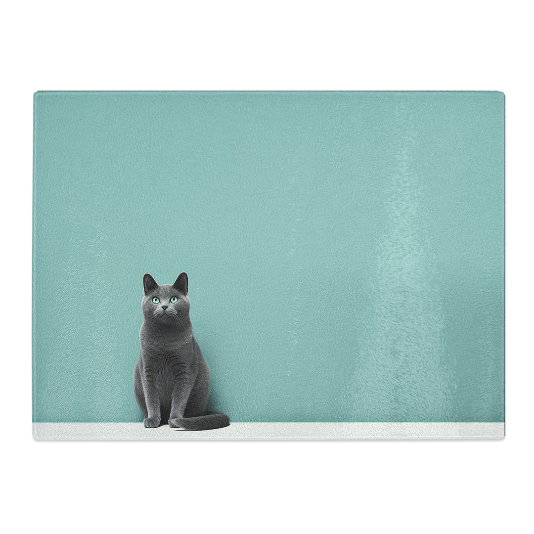 British Shorthair Cat Minimalism No.2  Glass Chopping Board