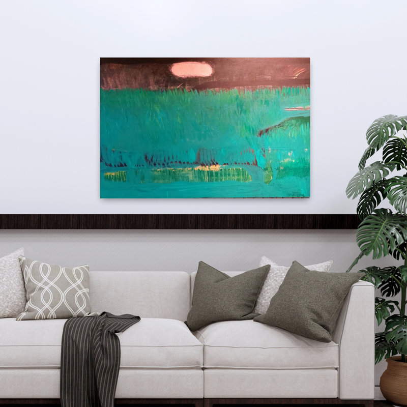 «Green Atmosphere», art mural contemporain abstrait, H 48 po x l 32 po