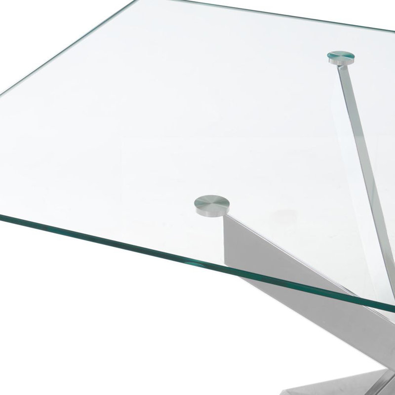 Dayeli Glass Top Metal Base Dining Table, 75cm H x 120cm L x 70cm W