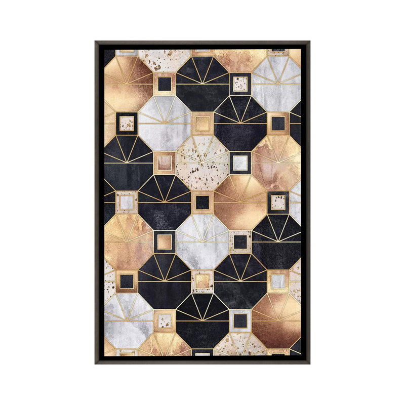 Art déco octogones par Elisabeth Fredriksson-impression d’art graphique, H 60 po x l 40po x P 1,5 po, Pas de tapis