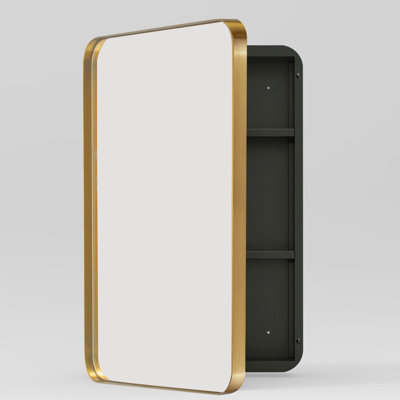  24 x 36 inches Medicine Cabinet with Large Storage,Recessed or Surface Mounted Mirror Cabinet with Adjustable Shelves