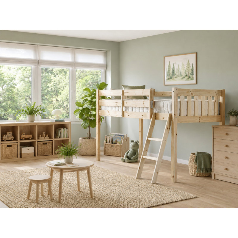 Bristol Mid Sleeper Heavy Duty Pine Loft Cabin Bed, Single (3')