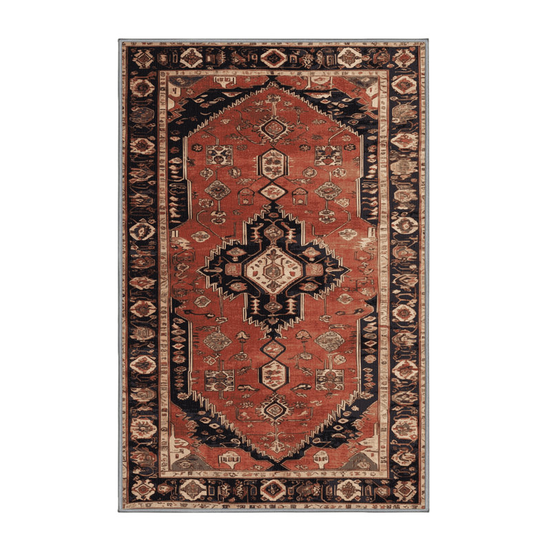 Tapis brun turc lavable à la machine, Rectangle 7 pi x 9 pi