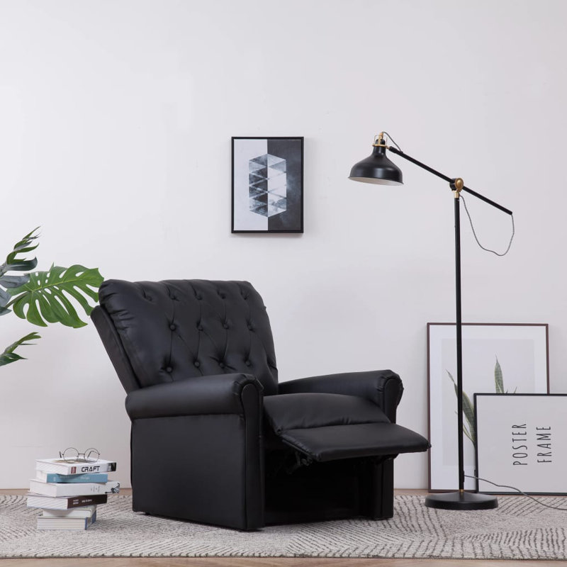 Reclining Chair, Black Faux Leather