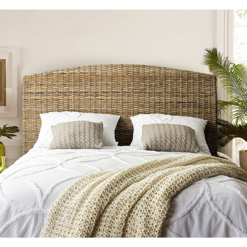 Boatwright Farmhouse 79.5"W Rattan Panel Headboard with Solid Wood Legs, King