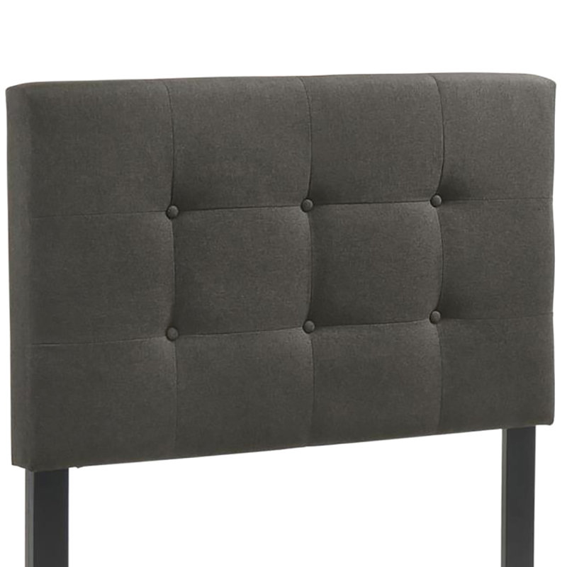 Lit simple gris anthracite avec tête de lit basse et tête de lit, Lit simple