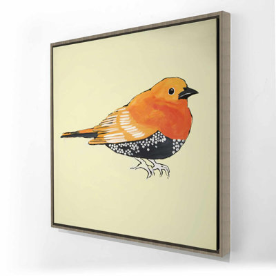 Little orange bird illustration - Framed canvas for home