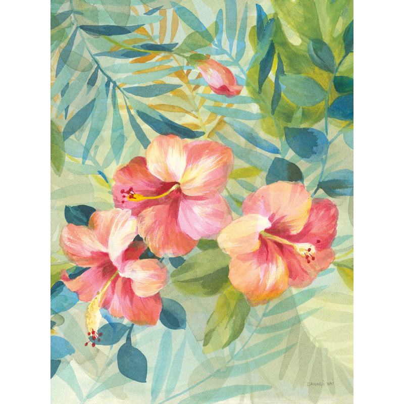 «Hibiscus Garden III Crop» par Danhui Nai - impression sur toile tendue, H 48 po x l 36 po