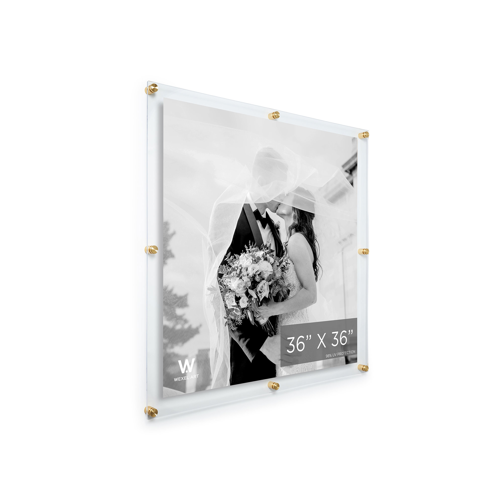 Double Panel Acrylic Picture Frame, Gold, 40" H x 40" W