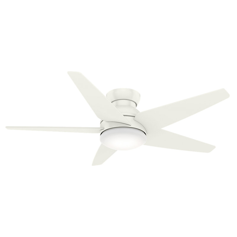 52" Isotope 5 - Blade LED Flush Mount Ceiling Fan with Wall Control and Light Kit Included, Fresh White