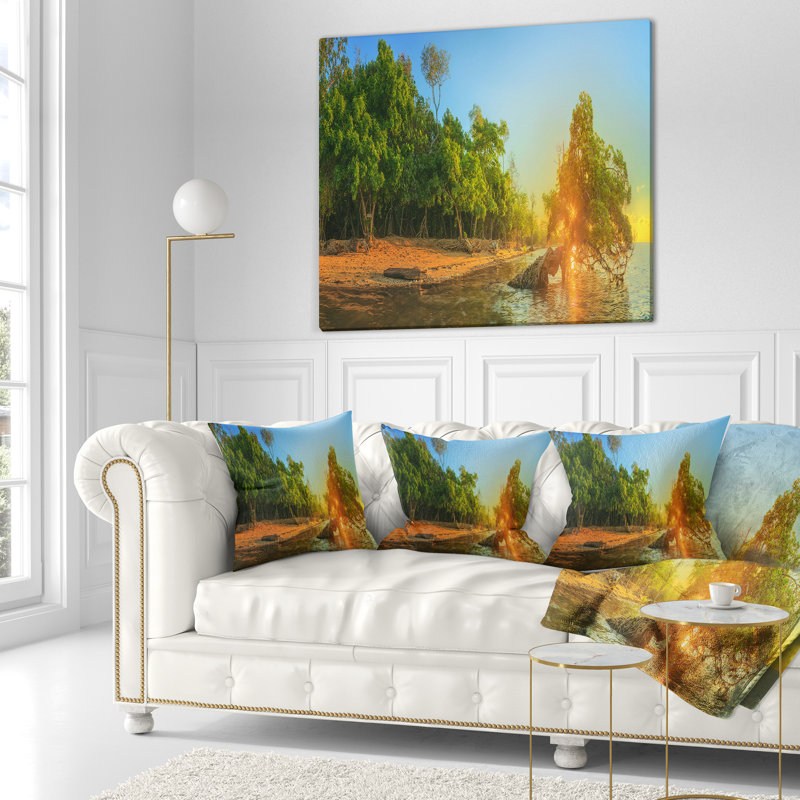 Paysage réversible  , Carré 16 po, Throw Pillow