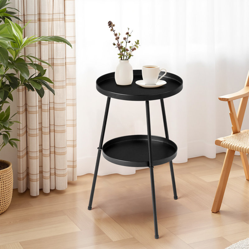 Table d'appoint de patio en métal noir