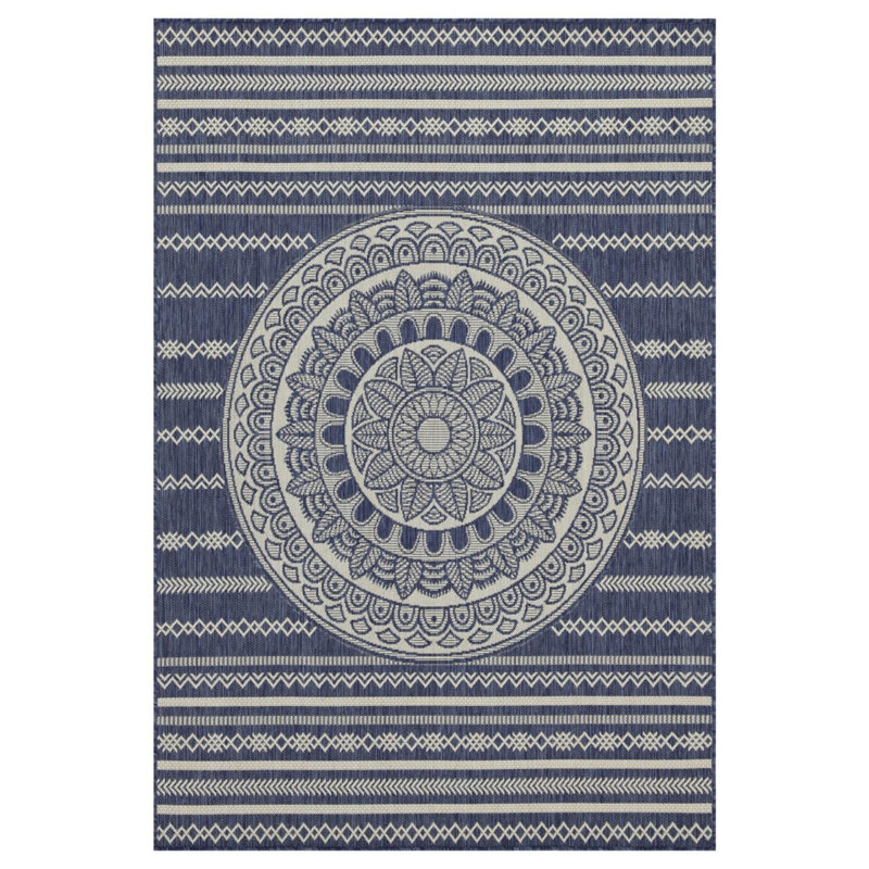 Tapis bleu intérieur / extérieur Sunshine, Rectangle 7 pi 10 po x 10 pi 3 po