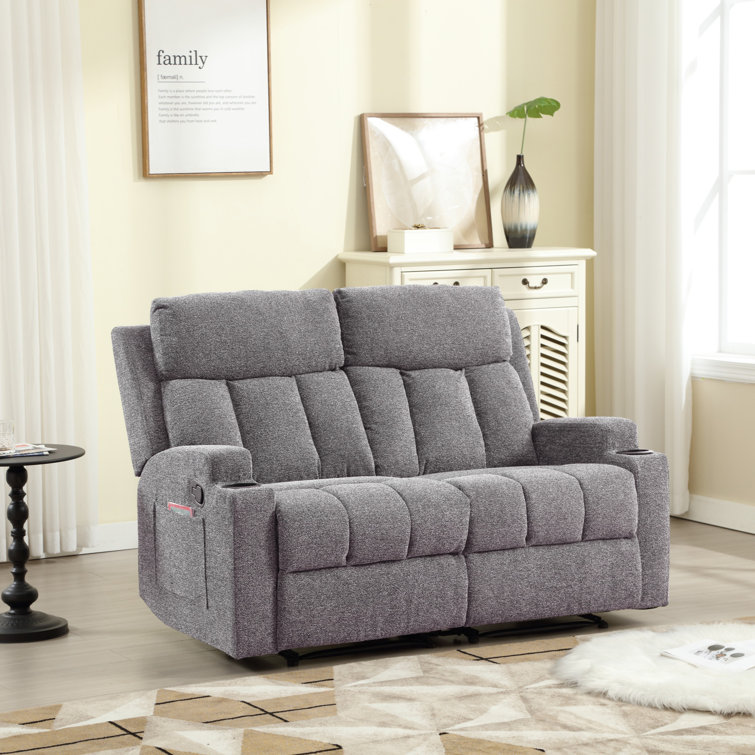 Brost 56.7" Classic And Convenient Manual Recliner Loveseat Sofa with Cupholders & Pocket Storage