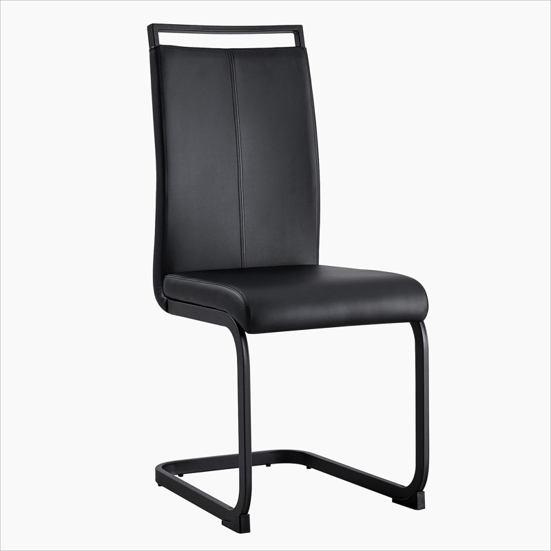Yoanna PU Leather Upholstered Dining Chair, Black, Black