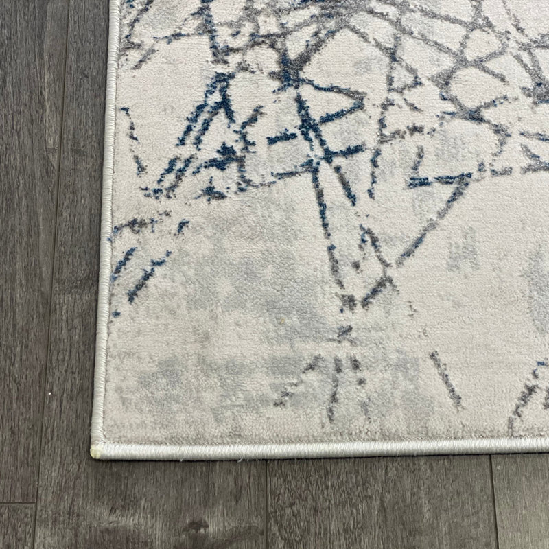 Tapis gris / bleu Mayville, Rectangle 5 pi 3 po x 7 pi 6 po