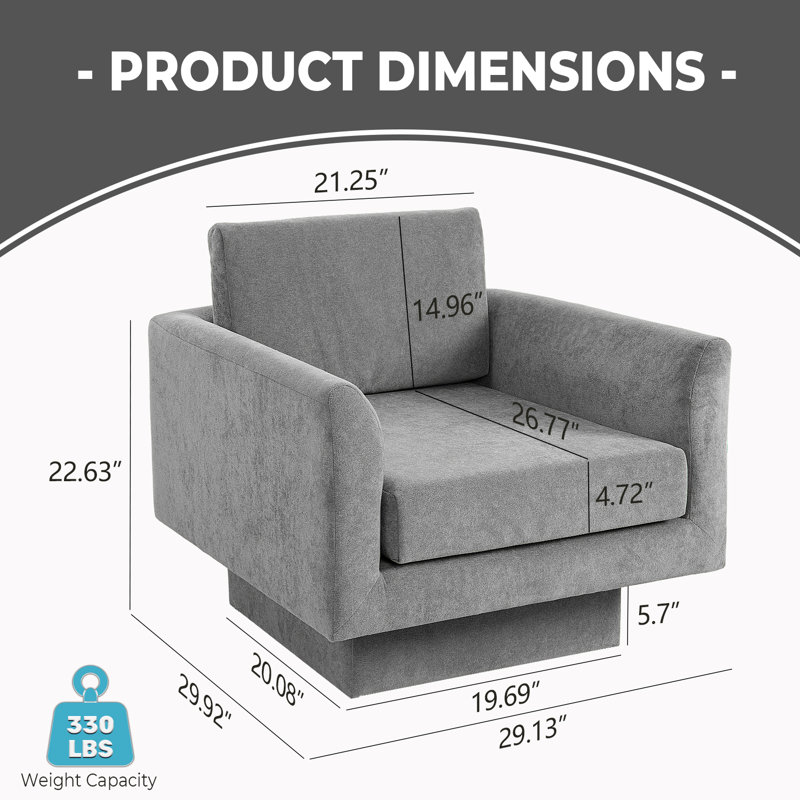 Fauteuil d'appoint rembourré 360 °, Gris