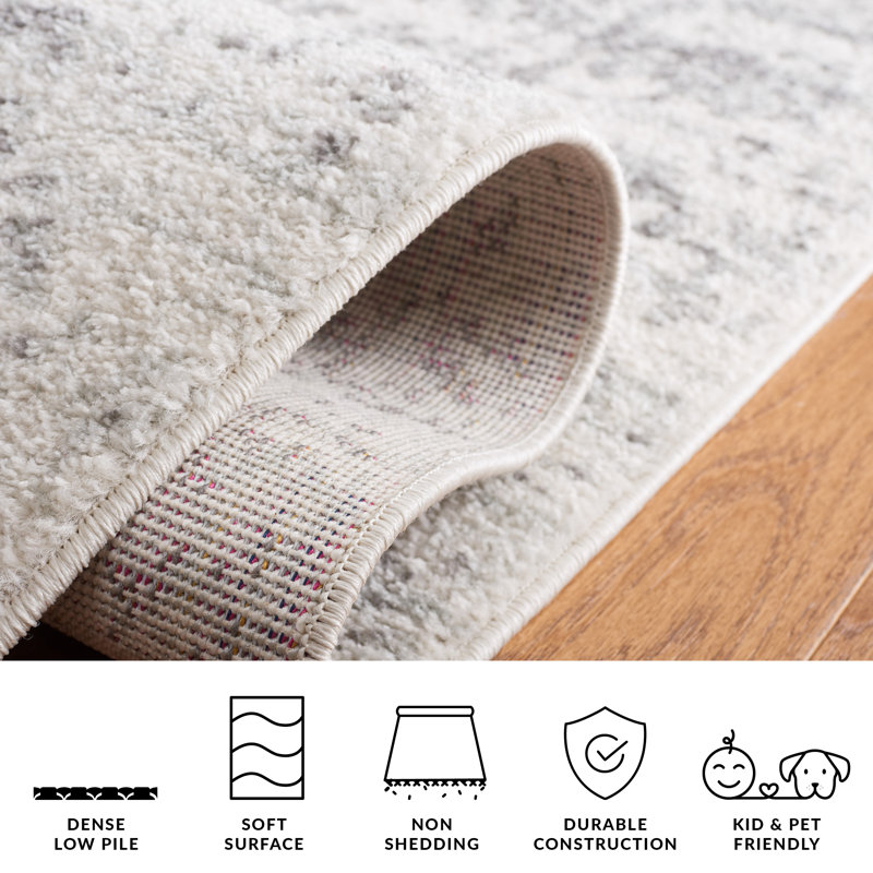 Peter Silver/Ivory Area Rug, Rectangle 91 x 152 cm