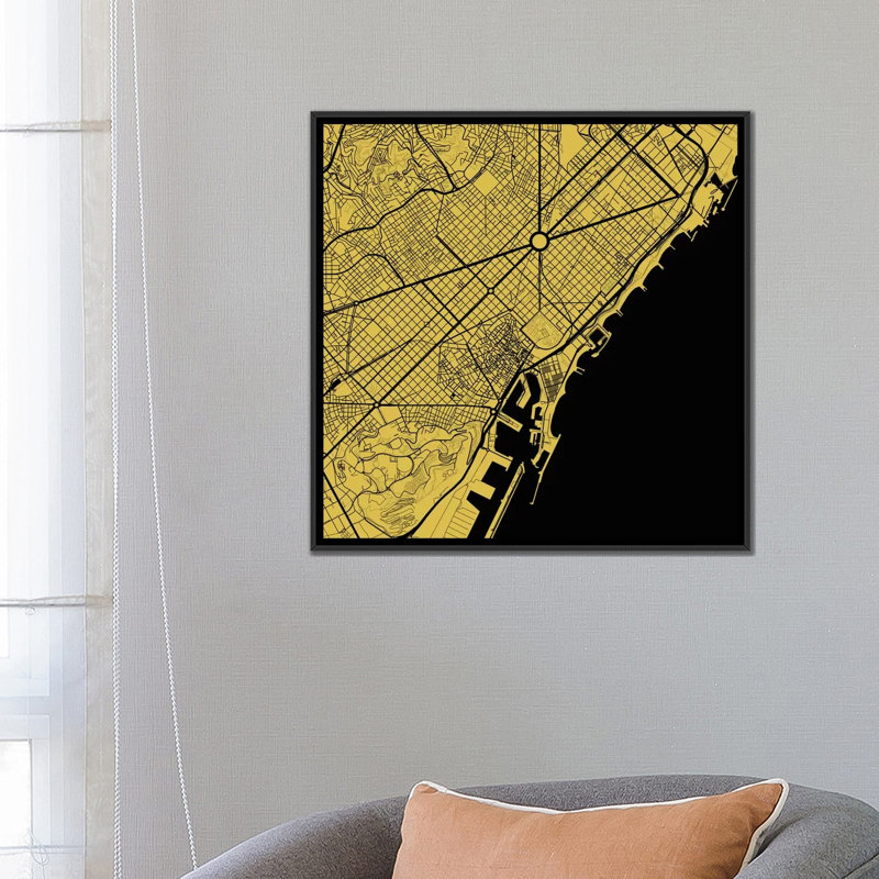 « barcelone », impression sur toile tendue, H 12 po x l 12 po x P 1,5 po, Toile tendue, Pas de tapis