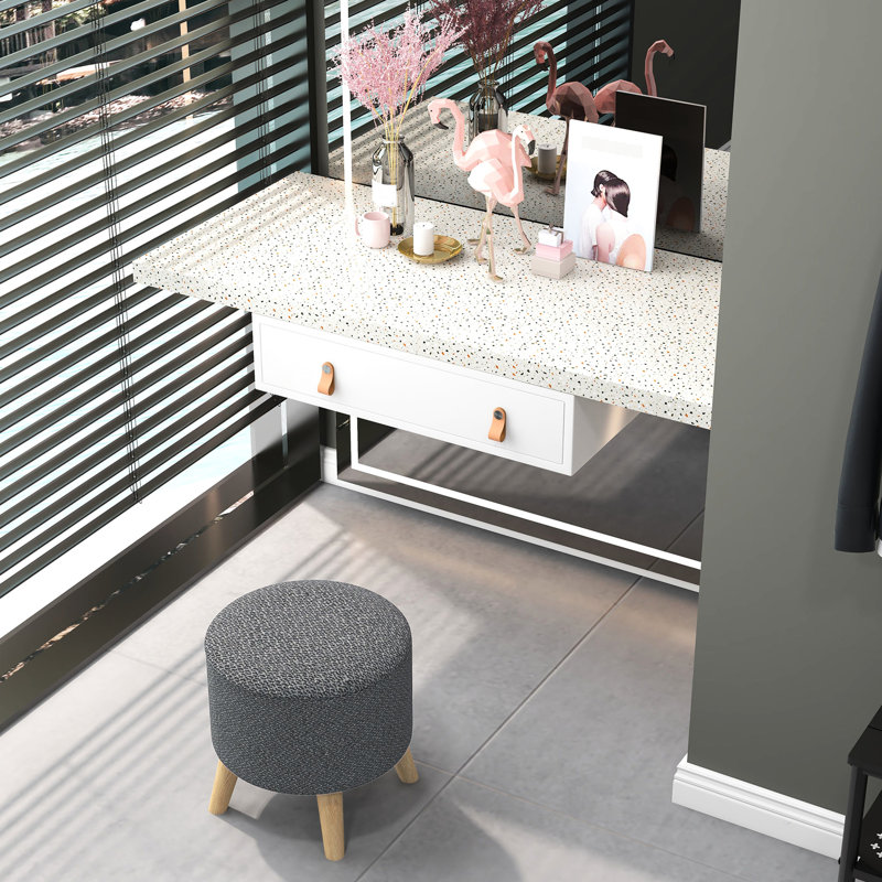 Round Grey Storage With Comfortable Cushion And Lid Footrest Hidden Construction