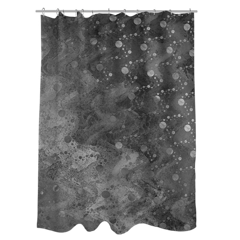 Rideau de douche simple planètes et étoiles, Noir / Blanc