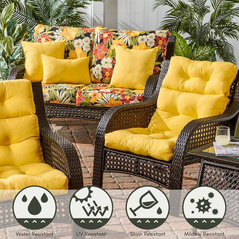 Lester Outdoor High Back Chair Cushion, Sunbeam, 1