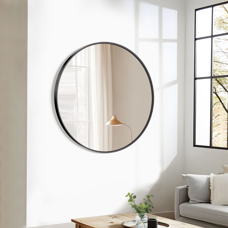 Miroirs muraux ronds en métal, Noir, 28 po x 28 po