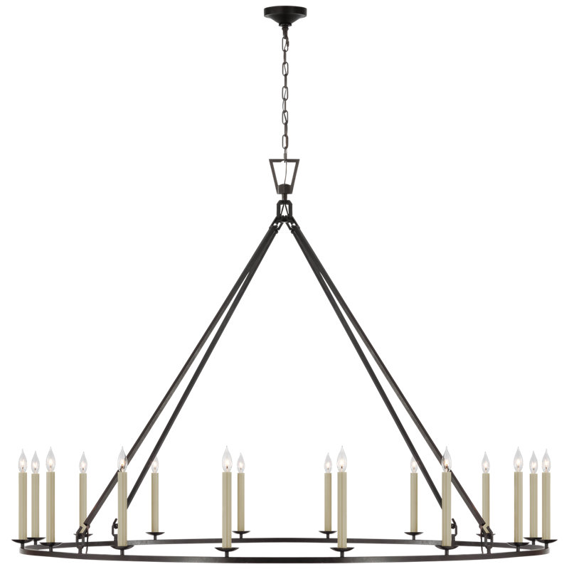 Darlana 16 - Light Wagon Wheel Chandelier, Antique-Burnished Brass, 41.5" H x 61.25" W x 61.75" D