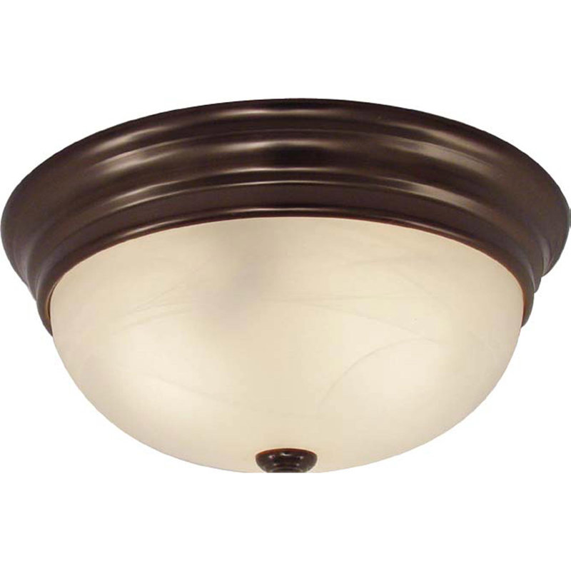  1-Light Indoor 11"W Antique Bronze Simple Round Flush Mount with White Alabaster Glass Bowl Shade, Antique Bronze