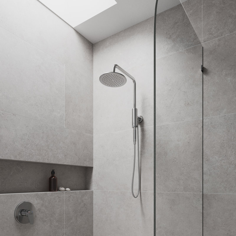 Aquarius 8-in Rain Showerhead Shower System with Pivoting Shower Arm and Magnetic Handshower Holder 1.8 GPM, Chrome