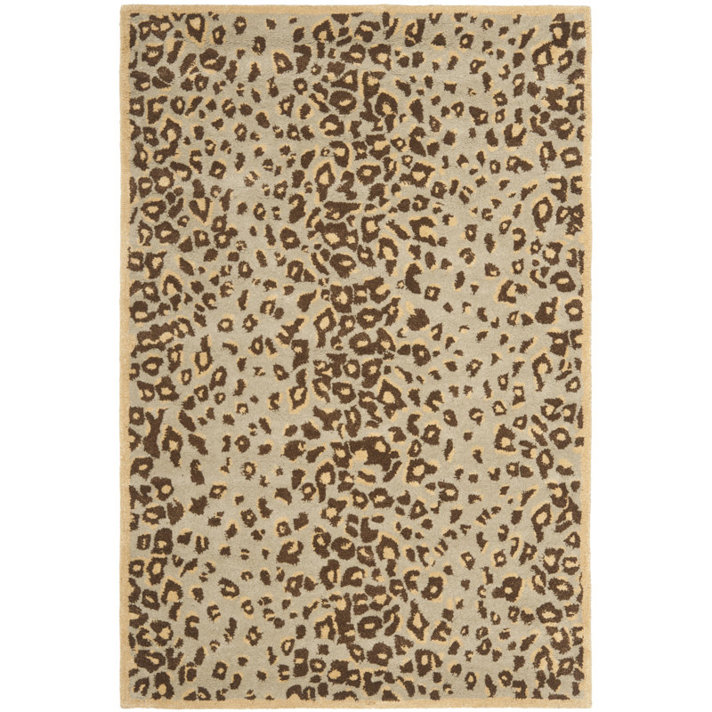 Jamon Martha Stewart Hand Tufted Wool/Viscose Animal Print Rug in Horizon Sand Beige, Rectangle 5' x 8'