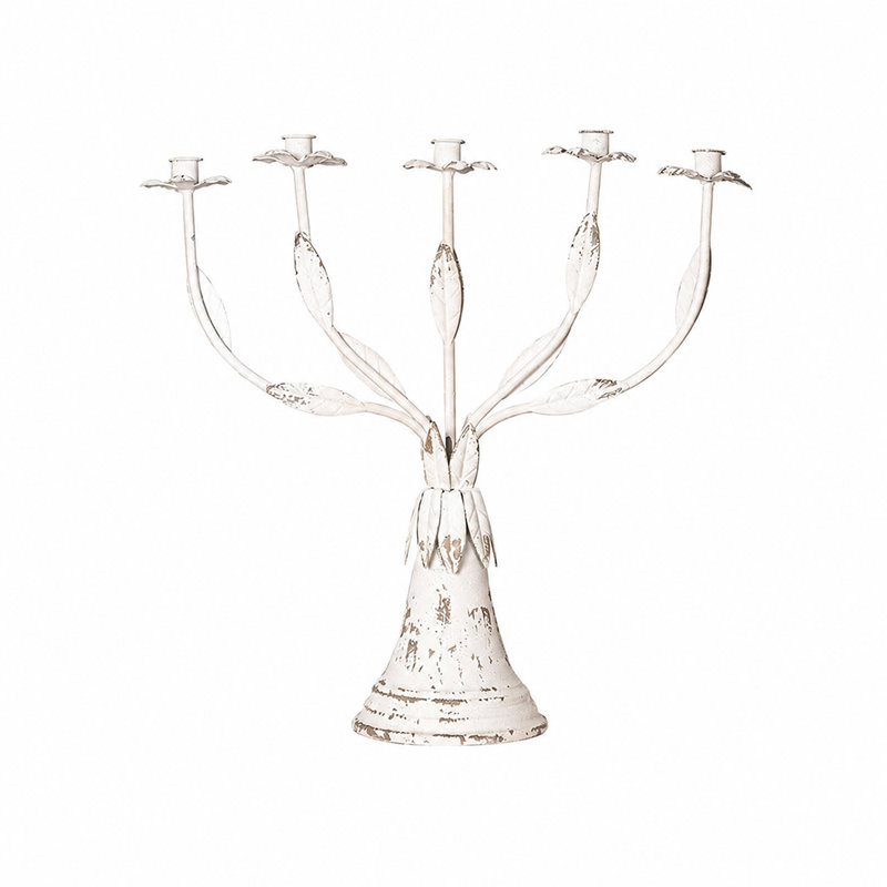 Rustic 5 Arm Metal Candelabra, Vintage Metal Candelabra