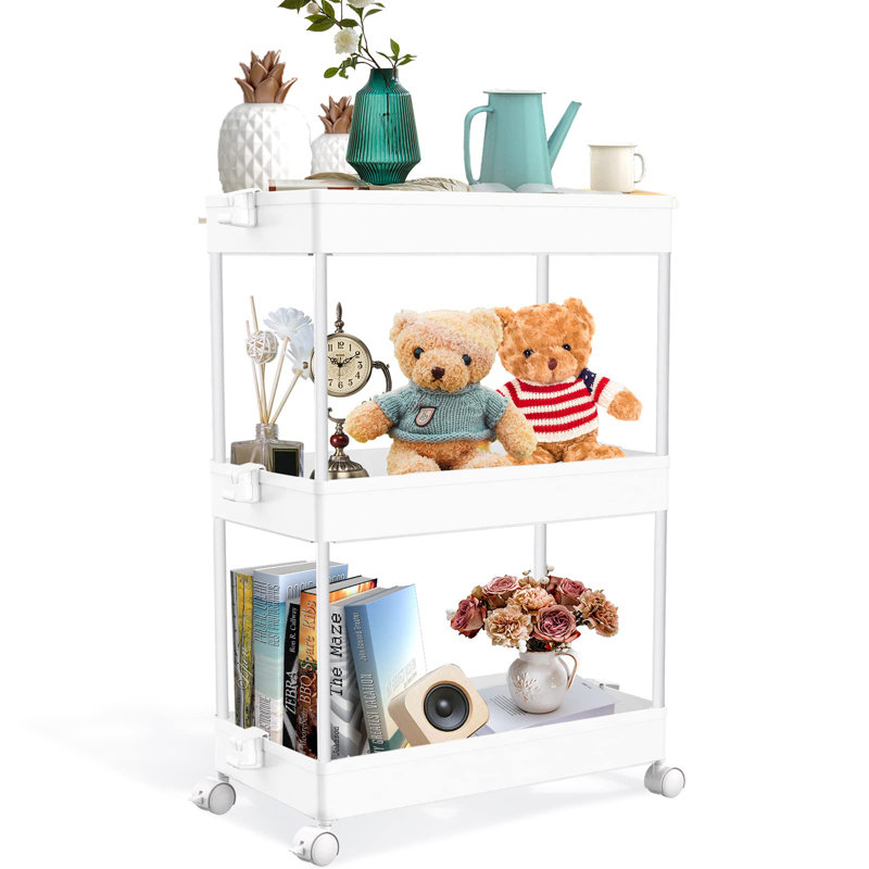 23.5'' H x 15.75'' W Utility Cart with Wheels, White